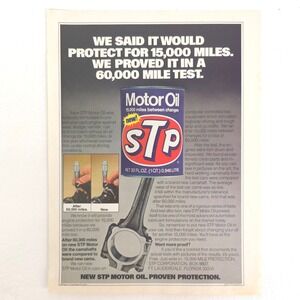 Vintage STP Motor Oil Print Ad Garage Wall Art Car Show Display Decor Promo 1977